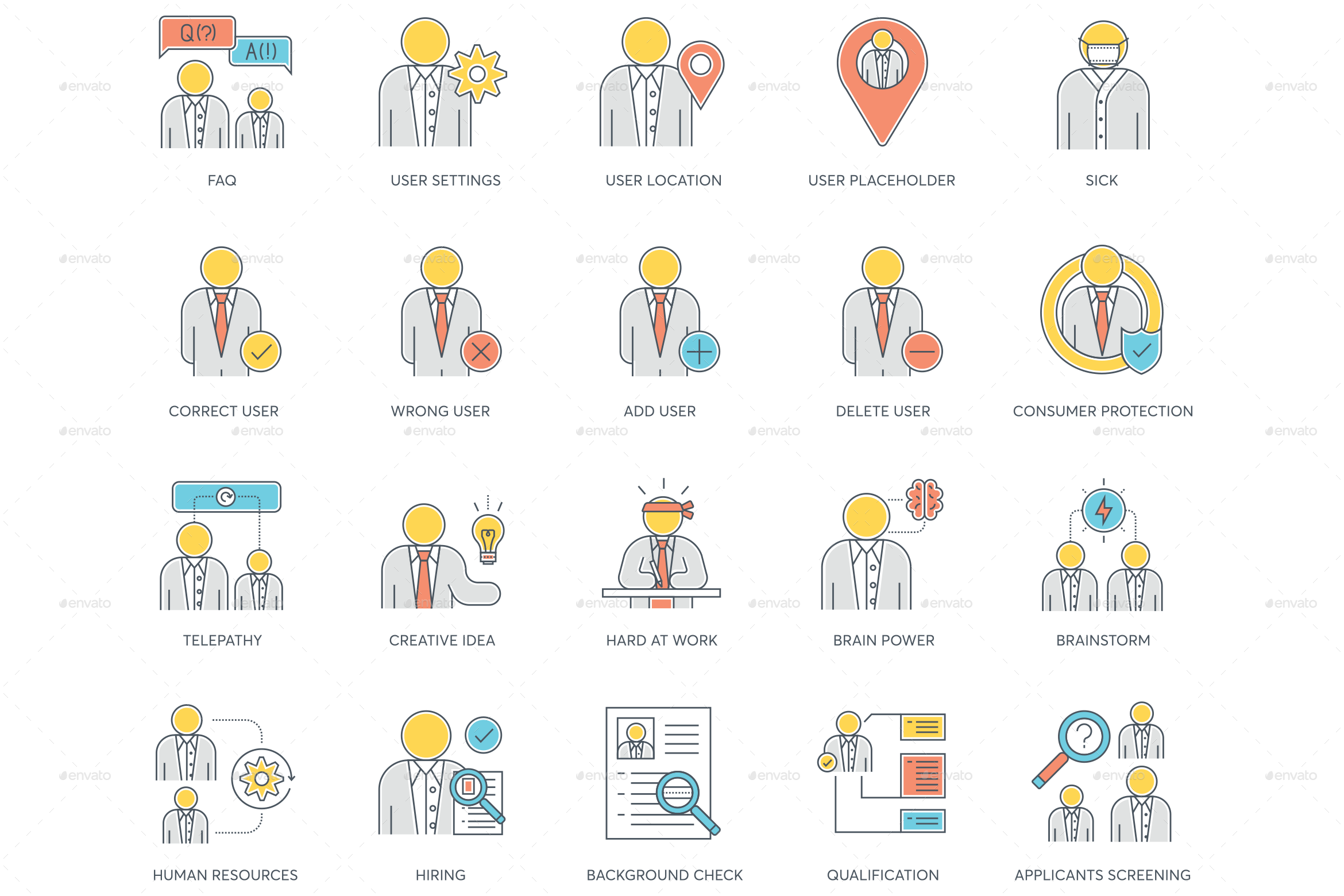 Business People Icons - Color Line by Krafted | GraphicRiver